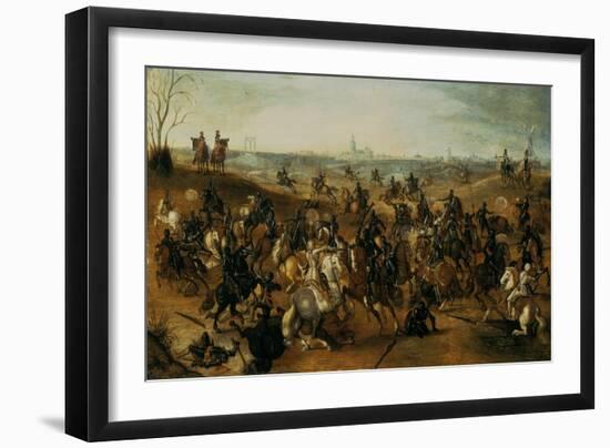 The Battle of Lekkerbeetje or the Battle of Vught Heath with a View of 'S-Hertogenbosch'-Sebastiaen Vrancx-Framed Giclee Print