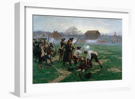 The Battle of Lexington, 19th April 1775, 1910-William Barnes Wollen-Framed Premium Giclee Print