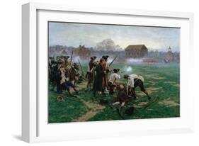 The Battle of Lexington, 19th April 1775, 1910-William Barnes Wollen-Framed Premium Giclee Print