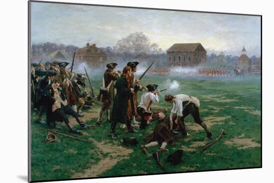 The Battle of Lexington, 19th April 1775, 1910-William Barnes Wollen-Mounted Premium Giclee Print