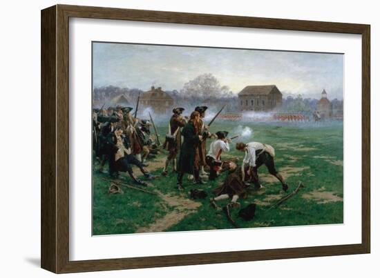 The Battle of Lexington, 19th April 1775, 1910-William Barnes Wollen-Framed Giclee Print