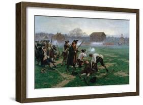 The Battle of Lexington, 19th April 1775, 1910-William Barnes Wollen-Framed Giclee Print