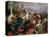 The Battle of Poitiers, 25th October 732, Won by Charles Martel (688-741) 1837-Charles Auguste Steuben-Stretched Canvas