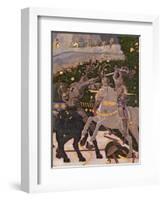 The Battle of San Romano, Detail of Two Cavalrymen Engaged in Combat, circa 1450-60-Paolo Uccello-Framed Giclee Print