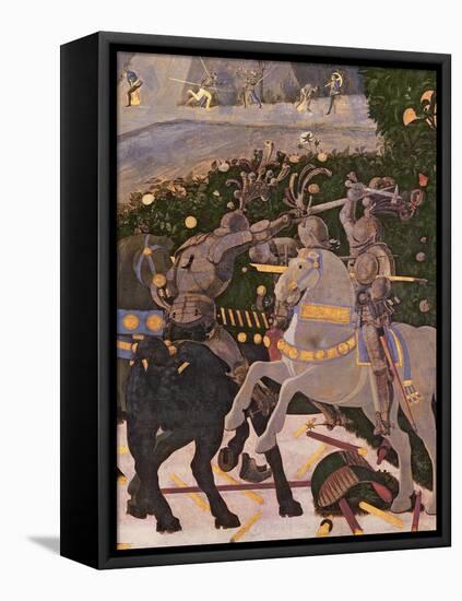 The Battle of San Romano, Detail of Two Cavalrymen Engaged in Combat, circa 1450-60-Paolo Uccello-Framed Stretched Canvas