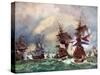 The Battle of Texel, 1673 (C192)-Eugene Isabey-Stretched Canvas