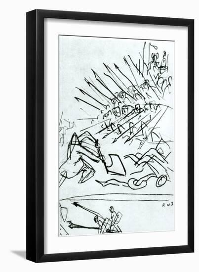 The Battle of the Lake, Sketch of a Scene from the Film "Alexander Nevsky," 1938-Sergei Eisenstein-Framed Giclee Print