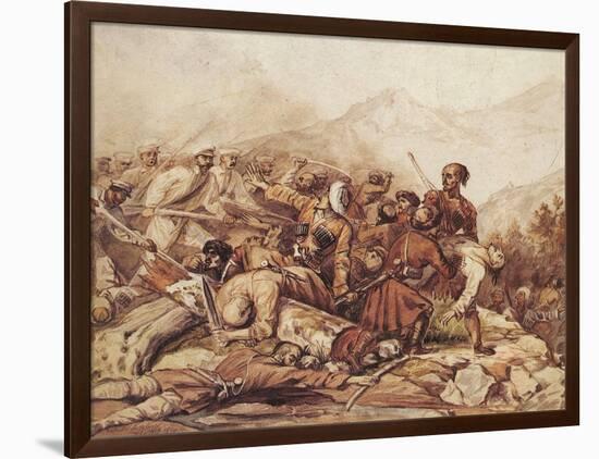 The Battle of the Valerik River on July 11, 1840, 1840-Mikhail Yuryevich Lermontov-Framed Giclee Print