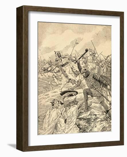 The Battle of Tours Aka the Battle of Poitiers, 732. from Agenda Buvard Du Bon Marche Published…-null-Framed Giclee Print