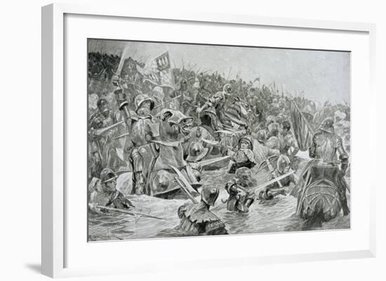 The Battle of Towton in 1461, Illustration from Hutchinsons 'Story of the British Nation'-Richard Caton Woodville-Framed Giclee Print