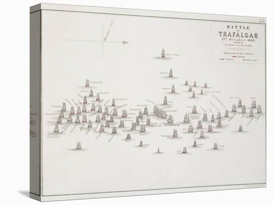 The Battle of Trafalgar, 21st October 1805, Positions in the Battle, circa 1830s-Alexander Keith Johnston-Stretched Canvas