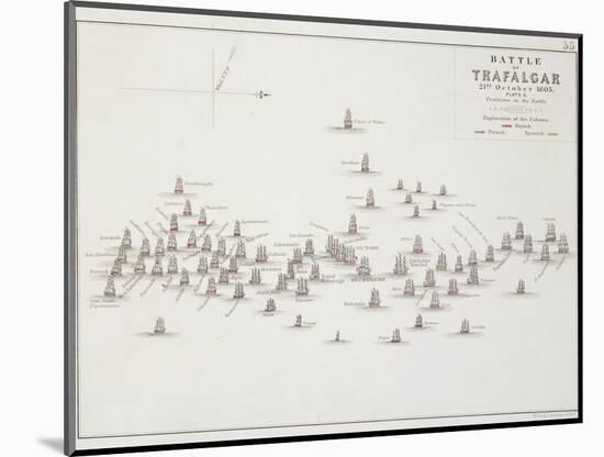 The Battle of Trafalgar, 21st October 1805, Positions in the Battle, circa 1830s-Alexander Keith Johnston-Mounted Giclee Print
