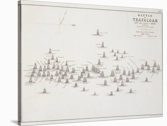 The Battle of Trafalgar, 21st October 1805, Positions in the Battle, circa 1830s-Alexander Keith Johnston-Stretched Canvas