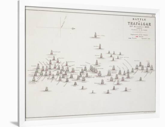 The Battle of Trafalgar, 21st October 1805, Positions in the Battle, circa 1830s-Alexander Keith Johnston-Framed Giclee Print