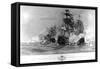 The Battle of Trafalgar, H.M.S. Victory Breaks the Line-null-Framed Stretched Canvas