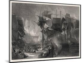 The Battle of Trafalgar, The Victory at the Moment That Nelson was Wounded-J.b. Allen-Mounted Art Print