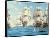 The Battle of Trafalgar-Montague Dawson-Framed Stretched Canvas