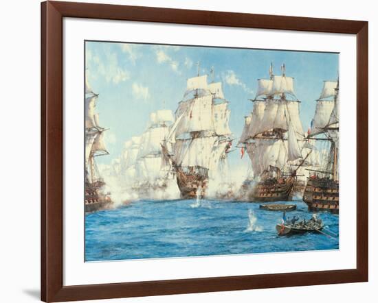 The Battle of Trafalgar-Montague Dawson-Framed Art Print