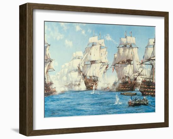 The Battle of Trafalgar-Montague Dawson-Framed Art Print