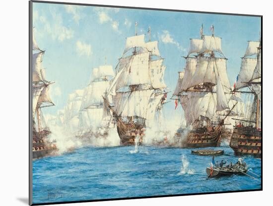 The Battle of Trafalgar-Montague Dawson-Mounted Premium Giclee Print