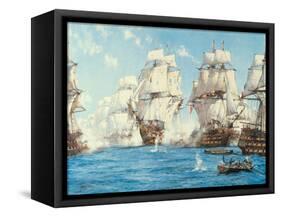 The Battle of Trafalgar-Montague Dawson-Framed Stretched Canvas