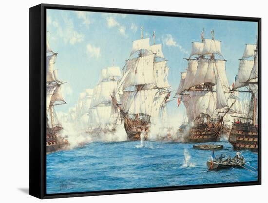 The Battle of Trafalgar-Montague Dawson-Framed Stretched Canvas