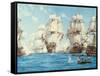 The Battle of Trafalgar-Montague Dawson-Framed Stretched Canvas