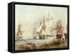 The Battle of Traflagar: the Victory Breaking the Line-George Chambers-Framed Stretched Canvas