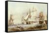 The Battle of Traflagar: the Victory Breaking the Line-George Chambers-Framed Stretched Canvas