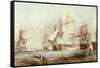 The Battle of Traflagar: the Victory Breaking the Line-George Chambers-Framed Stretched Canvas