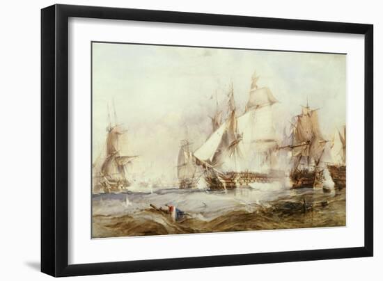 The Battle of Traflagar: the Victory Breaking the Line-George Chambers-Framed Giclee Print