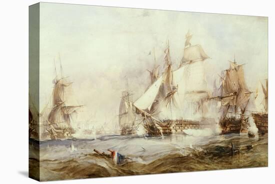 The Battle of Traflagar: the Victory Breaking the Line-George Chambers-Stretched Canvas