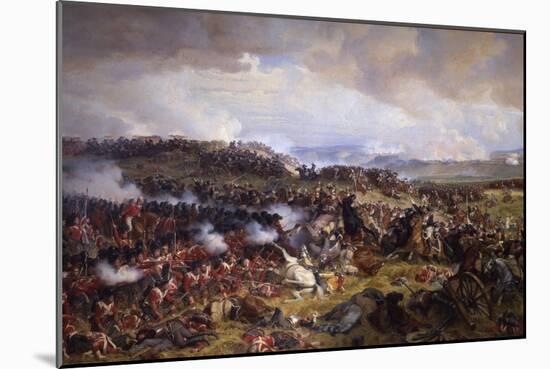 The Battle of Waterloo: British Squares Receiving the Charge of the French Cuirassiers-Felix Philippoteaux-Mounted Giclee Print