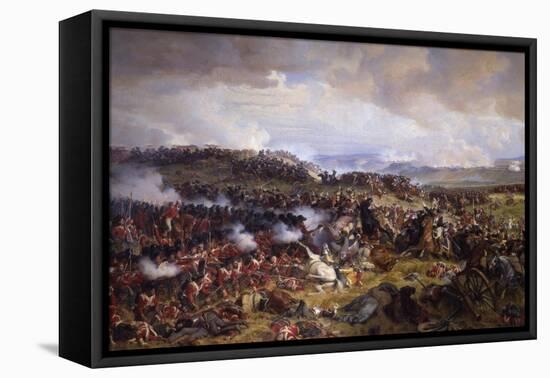 The Battle of Waterloo: British Squares Receiving the Charge of the French Cuirassiers-Felix Philippoteaux-Framed Stretched Canvas