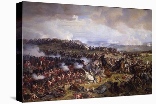 The Battle of Waterloo: British Squares Receiving the Charge of the French Cuirassiers-Felix Philippoteaux-Stretched Canvas