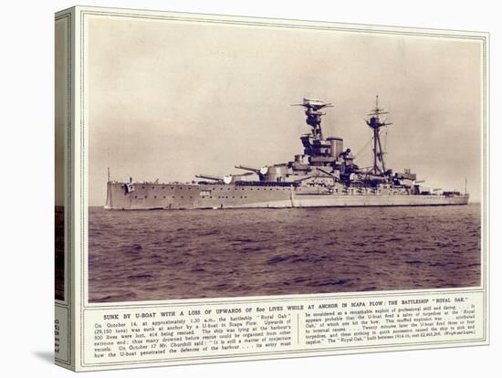 The Battleship, 'Royal Oak', from 'The Illustrated War News', Published 1st November 1939-English Photographer-Stretched Canvas