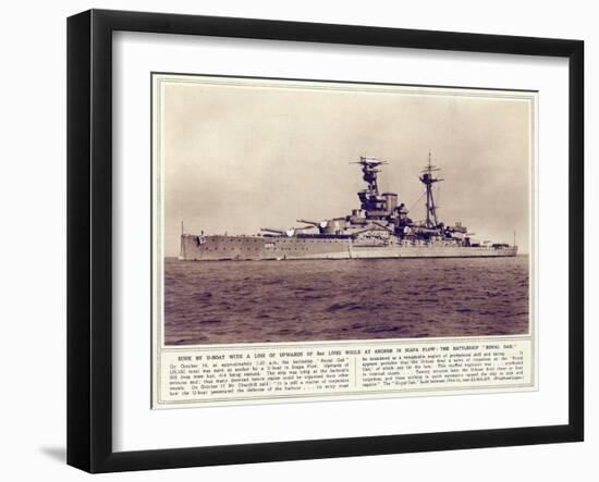 The Battleship, 'Royal Oak', from 'The Illustrated War News', Published 1st November 1939-English Photographer-Framed Giclee Print