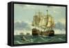 The Battleship Trafalgar-Frederick Tudgay-Framed Stretched Canvas