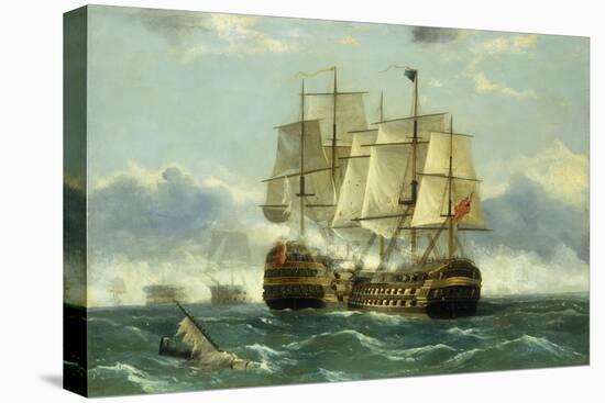 The Battleship Trafalgar-Frederick Tudgay-Stretched Canvas