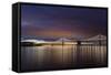 The Bay Bridge Reflects at Dawn in San Francisco, California, Usa-Chuck Haney-Framed Stretched Canvas