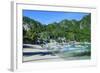 The Bay of El Nido with Outrigger Boats, Bacuit Archipelago, Palawan, Philippines-Michael Runkel-Framed Photographic Print