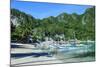 The Bay of El Nido with Outrigger Boats, Bacuit Archipelago, Palawan, Philippines-Michael Runkel-Mounted Photographic Print