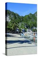 The Bay of El Nido with Outrigger Boats, Bacuit Archipelago, Palawan, Philippines-Michael Runkel-Stretched Canvas