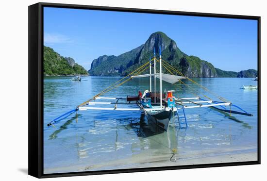 The Bay of El Nido with Outrigger Boats, Bacuit Archipelago, Palawan, Philippines-Michael Runkel-Framed Stretched Canvas