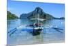 The Bay of El Nido with Outrigger Boats, Bacuit Archipelago, Palawan, Philippines-Michael Runkel-Mounted Photographic Print