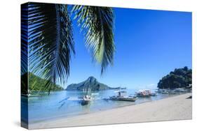 The Bay of El Nido with Outrigger Boats, Bacuit Archipelago, Palawan, Philippines-Michael Runkel-Stretched Canvas