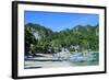 The Bay of El Nido with Outrigger Boats, Bacuit Archipelago, Palawan, Philippines-Michael Runkel-Framed Photographic Print