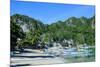 The Bay of El Nido with Outrigger Boats, Bacuit Archipelago, Palawan, Philippines-Michael Runkel-Mounted Photographic Print