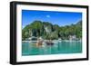 The Bay of El Nido with Outrigger Boats, Bacuit Archipelago, Palawan, Philippines-Michael Runkel-Framed Photographic Print