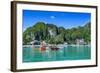 The Bay of El Nido with Outrigger Boats, Bacuit Archipelago, Palawan, Philippines-Michael Runkel-Framed Photographic Print